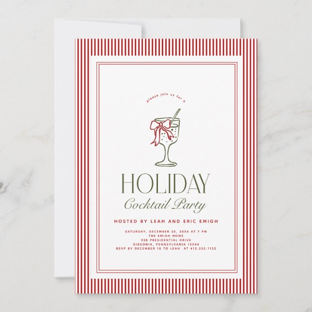 Invitation Holiday Cocktail Party Invite (Devant)