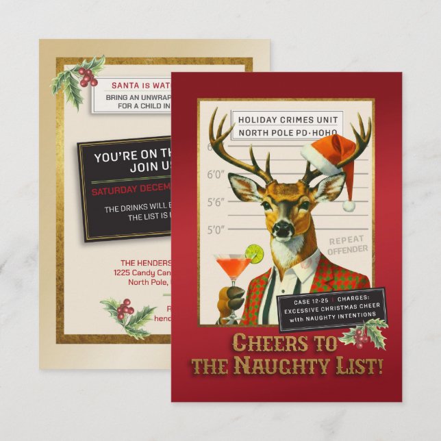 Invitation Holiday Crimes Unit – Reindeer Repeat Offender (Devant / Derrière)