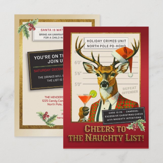 Invitation Holiday Crimes Unit – Reindeer Repeat Offender (Devant / Derrière)