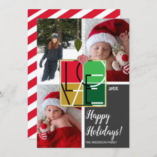Invitation Holiday LOVE 3 Photos Minimal Christmas Photo