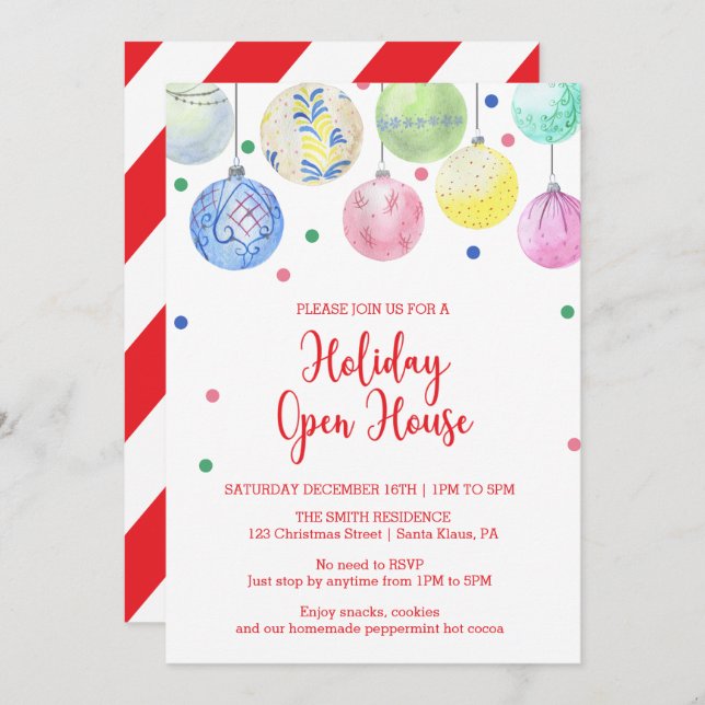 Invitation Holiday Orament Holiday Open House (Devant / Derrière)