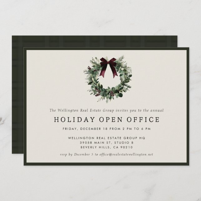 Invitation Holiday Party Festive Corporate Business Christmas (Devant / Derrière)