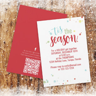 Invitation Holiday String Lights Tis the Season QR Code Cute