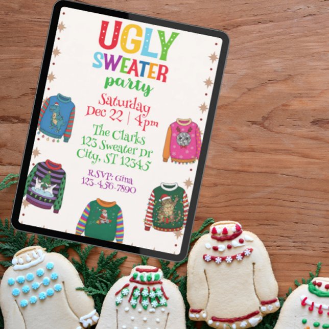 Invitation Holiday Ugly Sweater Party, colorful (Créateur téléchargé)
