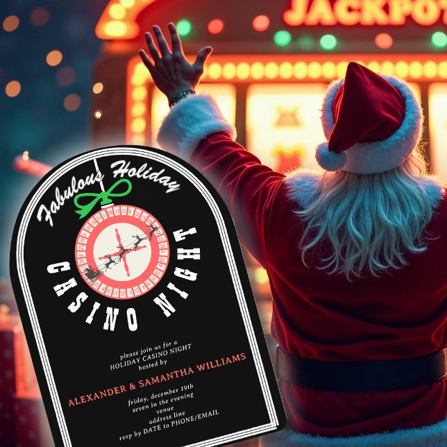 Invitation Holiday Vegas Casino Blackjack Poker Night Party (Santa's Jackpot Bash Holiday Vegas Casino Blackjack Poker Night Party Invitation)