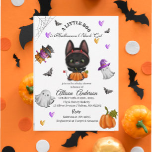 Invitation Holloween Chat noir Citrouille Petit Boo Baby Show