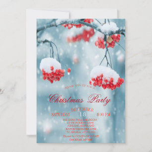 Invitation Holly Berries Succursales Snow Christmas Company