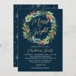 Invitation Holly Berries Wreath Winter Blue Christmas Party<br><div class="desc">Holly Berries Wreath Winter Blue Christmas Party Invitation</div>