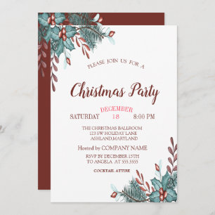 Invitation Holly Berry Branches Noël Compagnie