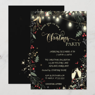 Invitation Holly Berry, Lumières, Glass Company Noël fête