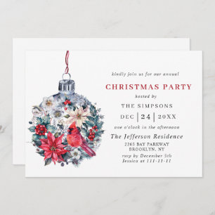 Invitation Holly Berry Red Cardinal Noël Fête de Noël