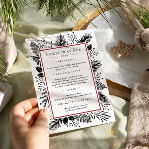 Invitation Holly et Pine Menu du dîner de Noël personnalisé
