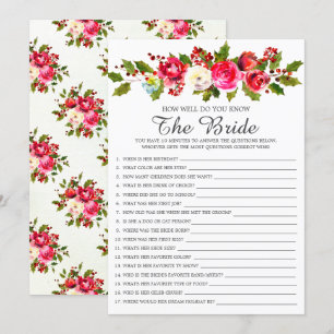 Invitation Holly Floral Connaissez-Vous Bien Le Jeu De Mariée