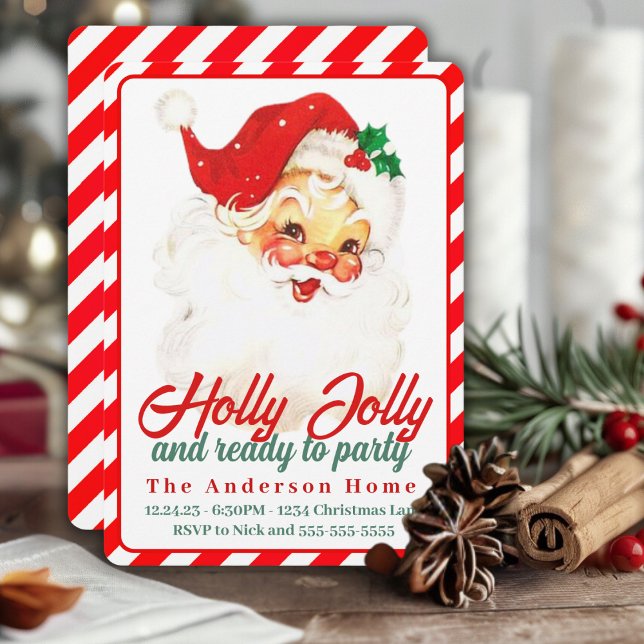 Invitation Holly Jolly Et Prêt À Fêter Noël Personnalisé (Holly Jolly And Ready To Party Custom Christmas Invitation)
