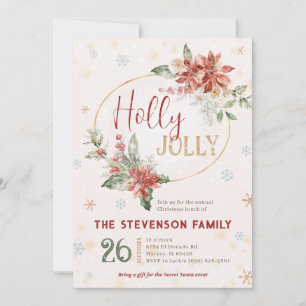 Invitation Holly Jolly Noël Dîner Officiel de Déjeuner de Fam