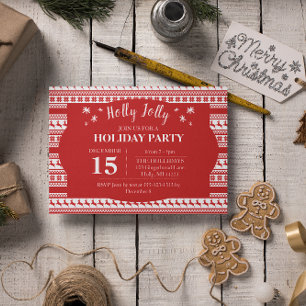 Invitation Holly Jolly Nordic Print Reindeer Holiday