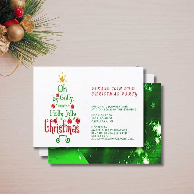 Invitation Holly Jolly Typographie de Noël Chanson classique (Holly Jolly Christmas Typography Classic Song Invitation)