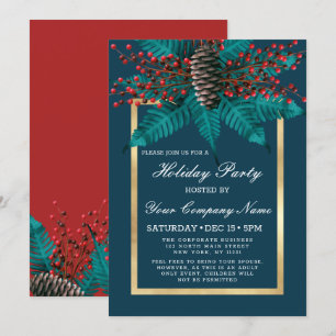 Invitation Holly Pine Cone Bouquet Gold Entreprise