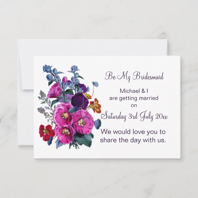 Invitation Hollyhocks Collection Be My Bridesmaid (Devant)