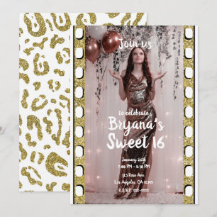 Invitation Hollywood Film Film White Cheetah Sweet 16 Photo 