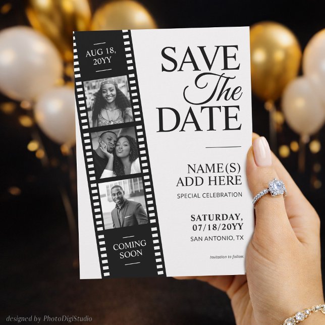 Invitation Hollywood Film Strip Save the Date Personalized (Hollywood Film Strip Save the Date Personalized Invitation)