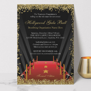 Invitation Hollywood Gala Ball Red Carpet Parties scintillant