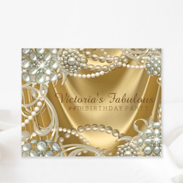 Invitation Hollywood Glam Pearl fête d'anniversaire (You can change all of the text for your event on this elegant any occasion invitation.)