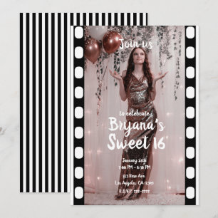 Invitation Hollywood Movie Cinema Film Photography Sweet 16  