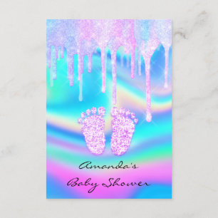 Invitation Hologramme Unicorn Baby shower Girly Feet Parties