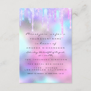 Invitation Hologramme Unicorn Mermaid 16e 15e rose