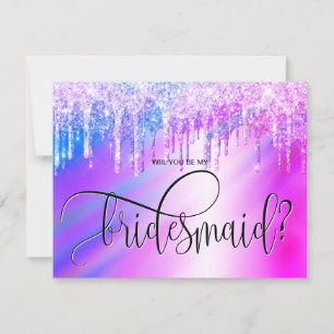 Invitation holographe parties scintillant gouttes tu seras ma
