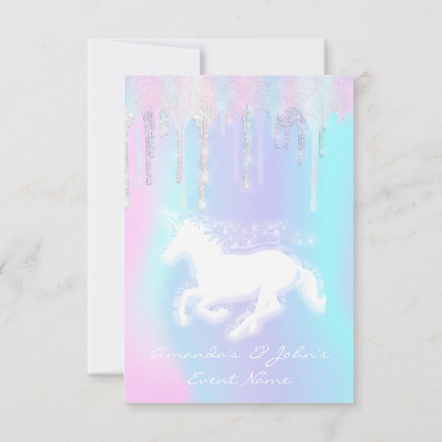 Invitation Holographes Unicorn Party Sweet 16e Sirène (Dos)