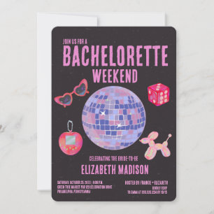 Invitation Holographic Pink Disco Week-end