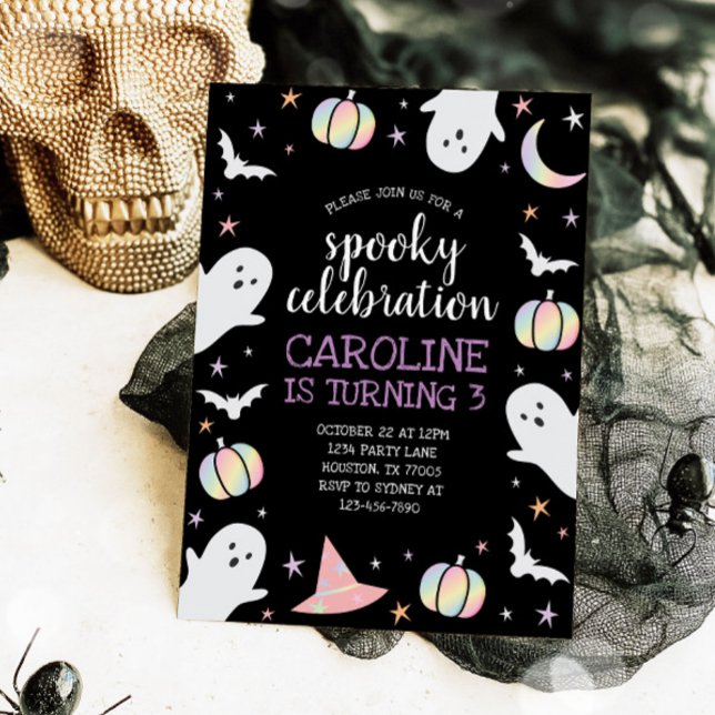 Invitation Holographique Éffrayant Célébration Halloween Anni (Créateur téléchargé)