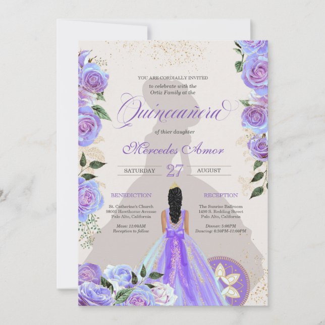 Invitation Holographique Iridescgraphique Fancy Charro Quince (Devant)