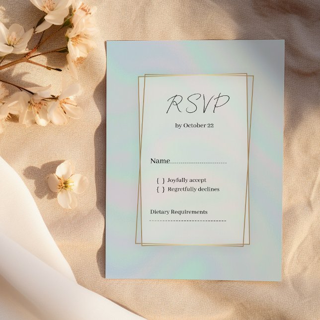 Invitation Holographique lavande pastel marbre bleu RSVP (Holographic lavender pastel blue marble RSVP )
