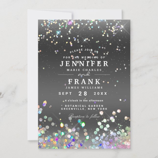 Invitation Holographique moderne Parties scintillant brillant (Devant)