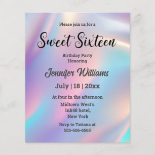 invitation holographique sweet sixteen
