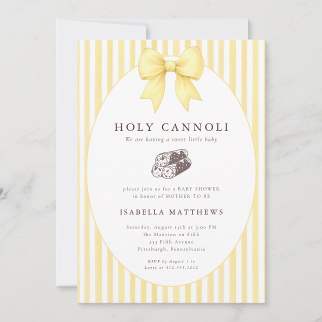 Invitation Holy Cannoli Bow Baby Shower  (Devant)