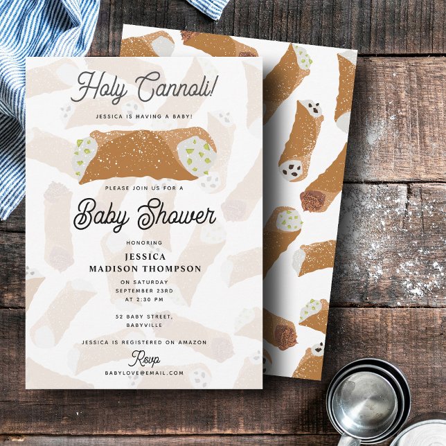 Invitation Holy Cannoli Fête de Naissance Italienne Drôle (Holy Cannoli Funny Italian Baby Shower Invitation)