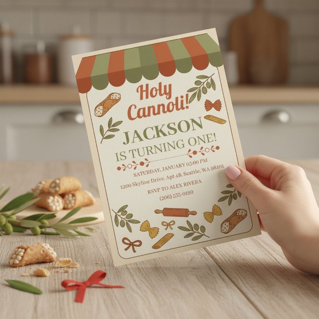 Invitation Holy Cannoli! First Birthday  (Créateur téléchargé)