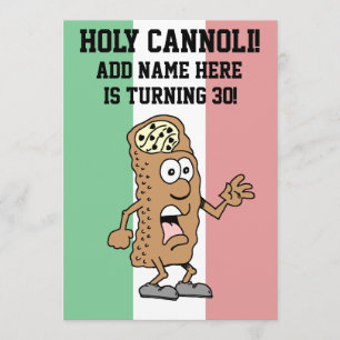Invitation Holy Cannoli Italien Fête ses 30 ans Drapeau de l'