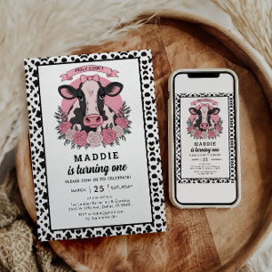 Invitation Holy Cow I’m One Cowgirl 1st Birday Party