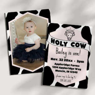 Invitation Holy Cow Photo Kid Cow Imprimer Joli Anniversaire