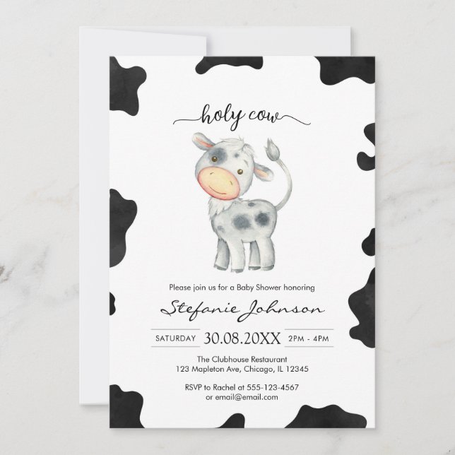 Invitation Holy Cow Pink Floral Cowgirl Baby Shower (Devant)