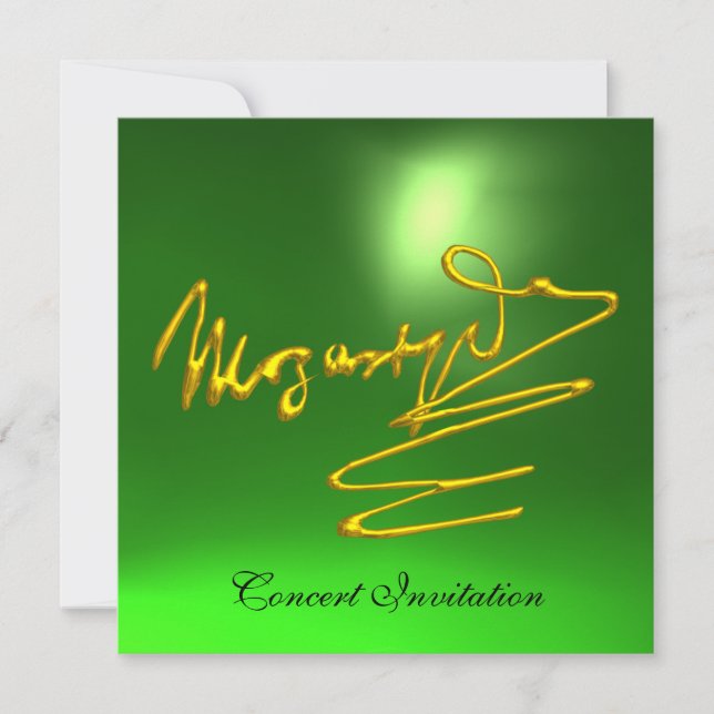 Invitation HOMAGE À MOZART 3D Gold Signature Green Concert (Devant)