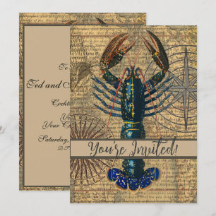 Invitation Homard Coquillages Fruits de mer Maine Classique O