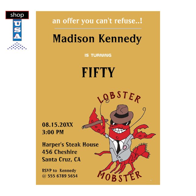 Invitation Homard Mobster 🦞 Funny fête du 50e anniversaire (Créateur téléchargé)