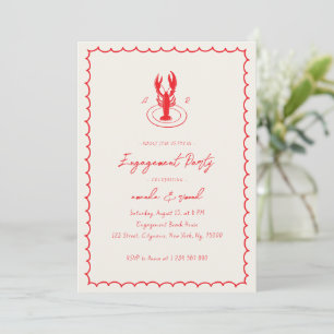 Invitation Homard Monogram Red Engagement Party