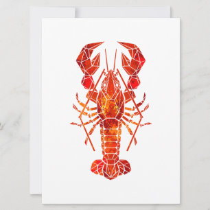 Invitation Homard polygonal rouge